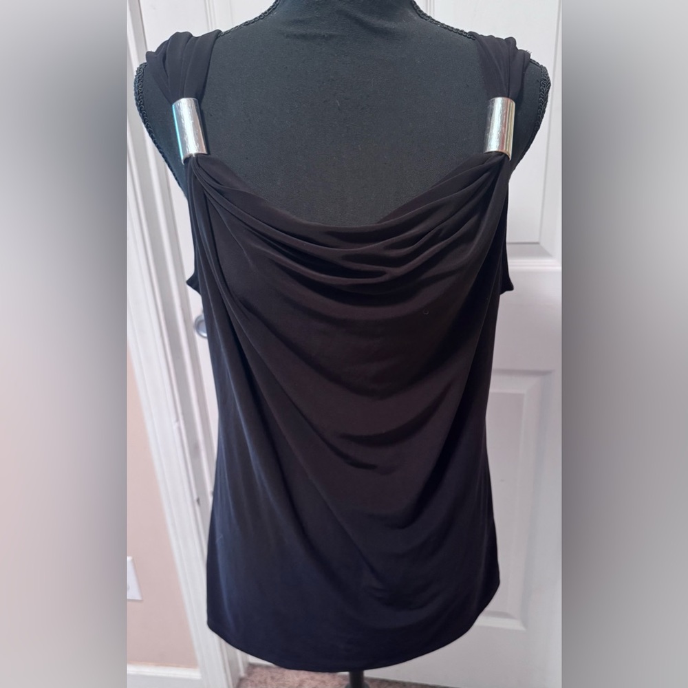 Chaus Black Strapless Draped Dress